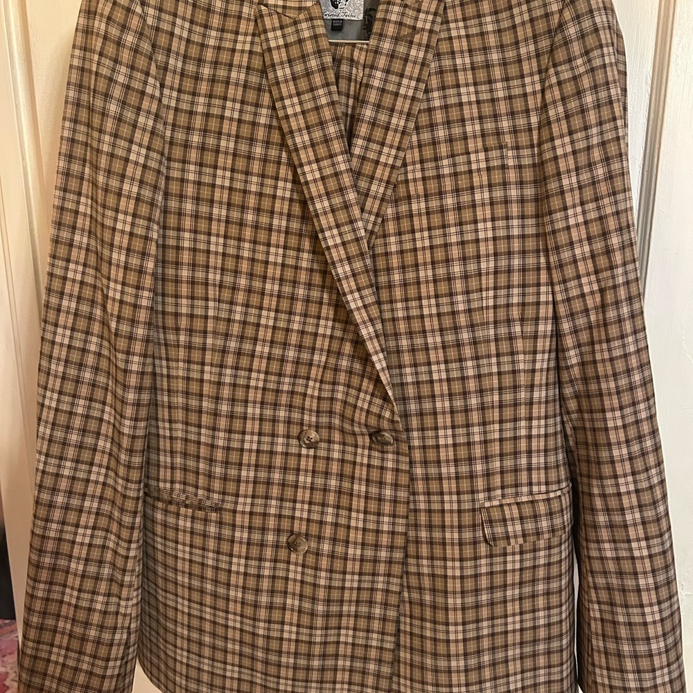 Classic Brown Plaid Men's Suit